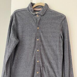 The Normal Brand Men's Blue Knit Long Sleeve Button Down Active Puremeso Size M